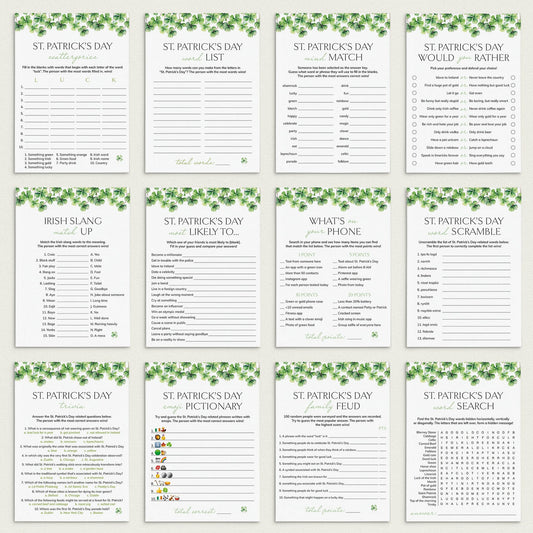 St Patricks Day Party Games Bundle Printable by LittleSizzle