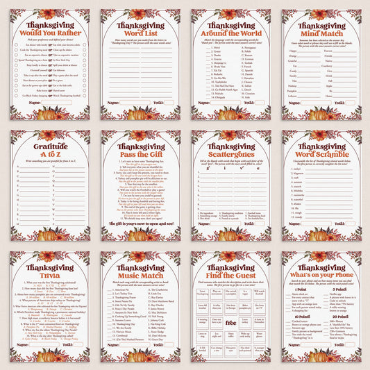 Printable Thanksgiving Games for Families by LittleSizzle