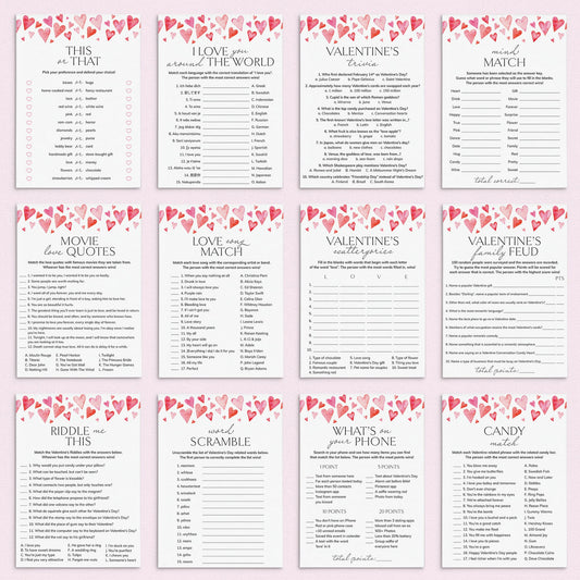 Pink Hearts Valentines Games Bundle Printable by LittleSizzle