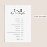 1926 The Price Is Right Game with Answers Printable
