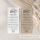 100th Birthday Party Decorations Back in 1927 Table Card