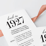 100th Birthday Party Decorations Back in 1927 Table Card