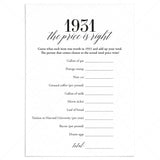 1931 The Price Is Right Game with Answers Printable by LittleSizzle