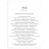 1935 Quiz and Answers Printable by LittleSizzle