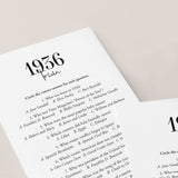 1936 Trivia Quiz with Answer Key Instant Download