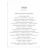 1939 Quiz and Answers Printable by LittleSizzle