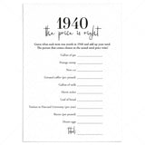 1940 The Price Is Right Game with Answers Printable by LittleSizzle