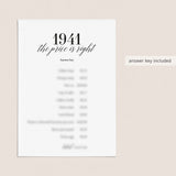 1941 The Price Is Right Game with Answers Printable