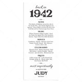 85th Birthday Gift Personalized Born in 1942 Table Card by LittleSizzle