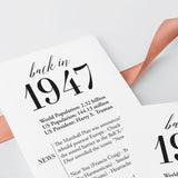 80th Birthday Party Decorations Back in 1947 Table Card