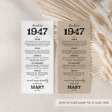 80th Birthday Gift Born in 1947 Table Card