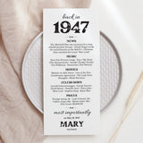 80th Birthday Gift Born in 1947 Table Card
