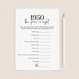 1950 The Price Is Right Game with Answers Printable by LittleSizzle