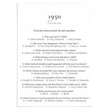 1950 Quiz and Answers Printable by LittleSizzle