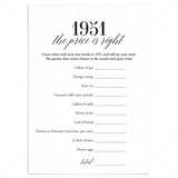 1951 The Price Is Right Game with Answers Printable by LittleSizzle