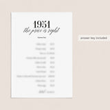 1951 The Price Is Right Game with Answers Printable