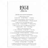 1951 Trivia Quiz with Answer Key Instant Download by LittleSizzle