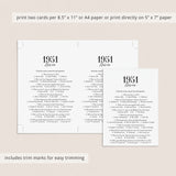 1951 Trivia Quiz with Answer Key Instant Download