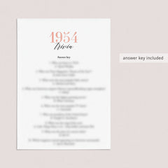 1954 Trivia Questions and Answers Printable