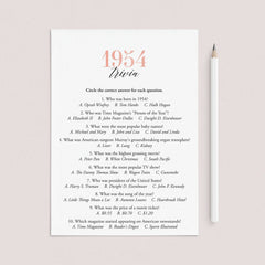 1954 Trivia Questions and Answers Printable by LittleSizzle