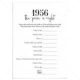 1956 The Price Is Right Game with Answers Printable by LittleSizzle
