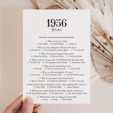 1956 Trivia Quiz with Answer Key Instant Download