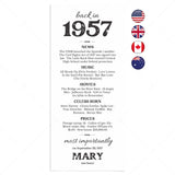 70th Birthday Gift Born in 1957 Table Card by LittleSizzle