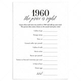 1960 The Price Is Right Game with Answers Printable by LittleSizzle