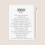 1960 Trivia Quiz with Answer Key Instant Download by LittleSizzle