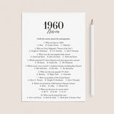 1960 Fun Facts Quiz with Answers Printable | 1960 Pop Culture Trivia by LittleSizzle