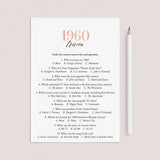 1960 Trivia Questions and Answers Printable by LittleSizzle