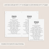 1960 Fun Facts Quiz with Answers Printable