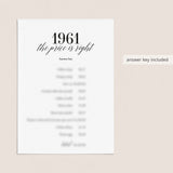 1961 The Price Is Right Game with Answers Printable