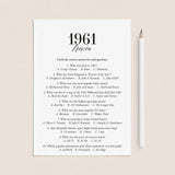 1961 Trivia Quiz with Answer Key Instant Download by LittleSizzle