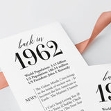 65th Birthday Party Decorations Born in 1962 Table Card