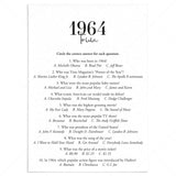 1964 Trivia Quiz with Answer Key Instant Download by LittleSizzle