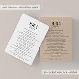 1964 Fun Facts Quiz with Answers Printable