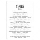 1965 Trivia Quiz with Answer Key Instant Download by LittleSizzle