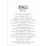 1965 Fun Facts Quiz with Answers Printable | 1965 Pop Culture Trivia by LittleSizzle