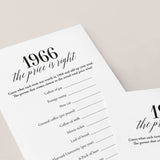 1966 The Price Is Right Game with Answers Printable
