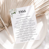 60th Anniversary Games Printable Floral Married in 1966