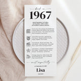 60th Birthday Place Cards Personalized What Happened in 1967 Printable