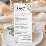 1967 Anniversary Table Cards Personalized 60th Anniversary Decor