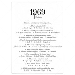 1969 Trivia Quiz with Answer Key Instant Download by LittleSizzle
