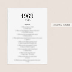 1969 Trivia Quiz with Answer Key Instant Download