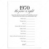 1970 The Price Is Right Game with Answers Printable by LittleSizzle