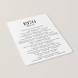 1970 Fun Facts Quiz with Answers Printable