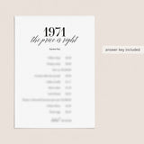 1971 The Price Is Right Game with Answers Printable