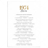 Gold 1974 Trivia Questions with Answers Printable by LittleSizzle
