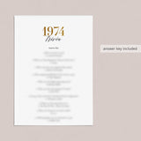 Gold 1974 Trivia Questions with Answers Printable